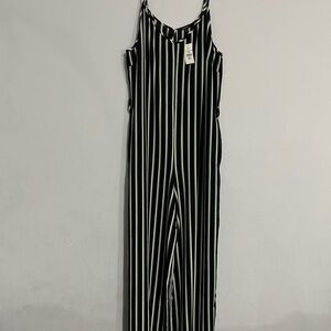 Ambiance Black and White Striped Jumpsuit